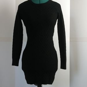 Pink Rose Black Knit Sweater Dress Size XS